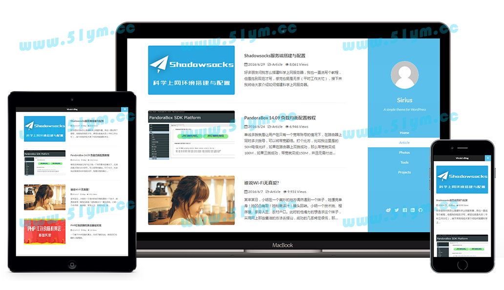 图片[1]-专注阅读的响应式wordpress博客主题-Sirius-51源码